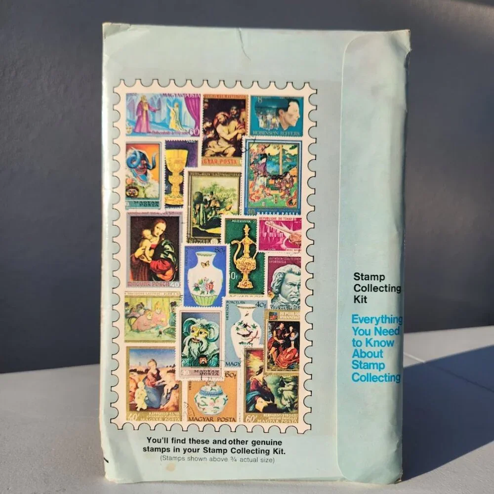 New Masterworks Stamp Collecting Kit 43 Stamps Album book VINTAGE from the USPS